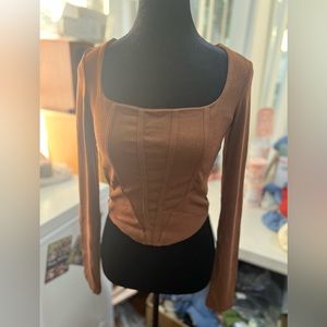 OGL long Sleeve Square Neck Corset Top